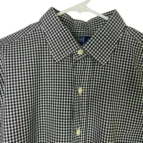 Polo by Ralph Lauren, black-n-white gingham long sleeve button-down Sz-XL - Picture 3 of 6
